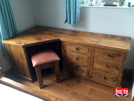 Rustic Solid Plank Pine Corner Desk