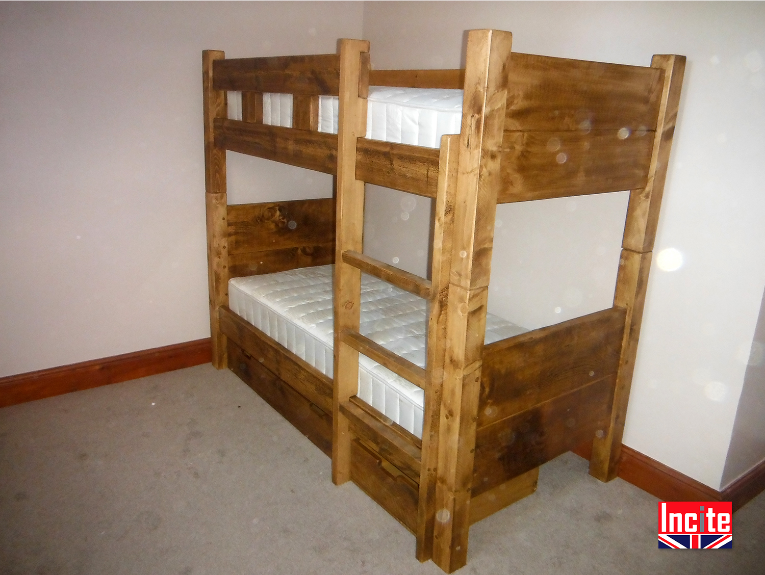 Wooden Plank Bunk Beds Handmade By Incite Interiors Derby Plank Pine Bunk Beds
