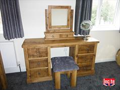 Handmade Rustic Plank Pine Wooden Dressing Table 