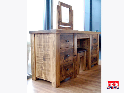 Solid Plank Pine Dressing Table with Mirror