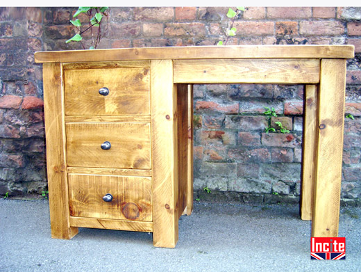 Solid Wooden Pine Single Pedestal Dressing Table