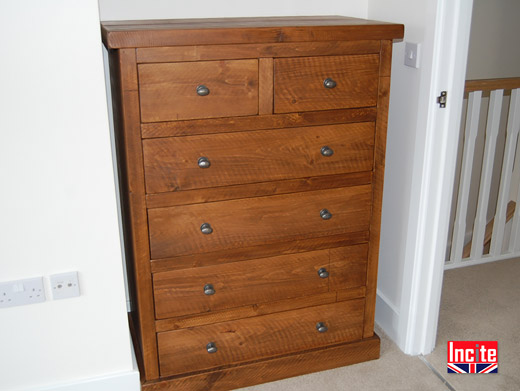 Rustic Solid Plank Pine Chest of Drawers