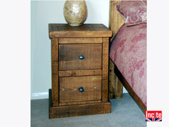 Handmade Rustic Plank Pine Bedside Cabinet With 2 drawers 