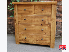 British handmade Rustic plank Pine Chest Of drawers