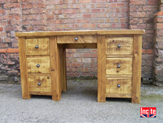 Plank Pine Double Pedestal Dressing Table 