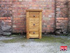 Handmade Plank Pine 3 Drawer Bedside