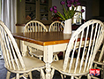 Pine Dining Table with Distressed Painted Turned Legs