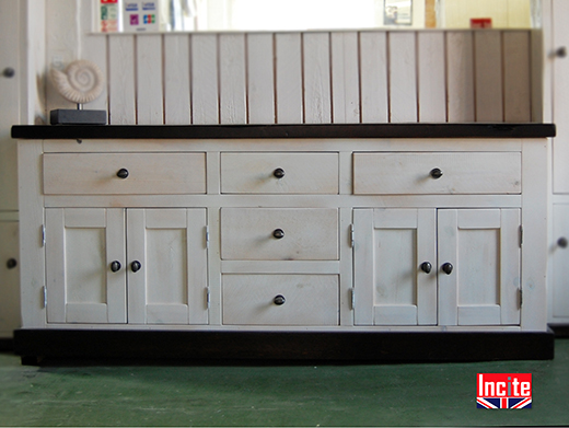 Painted Distressed Pine Sideboard