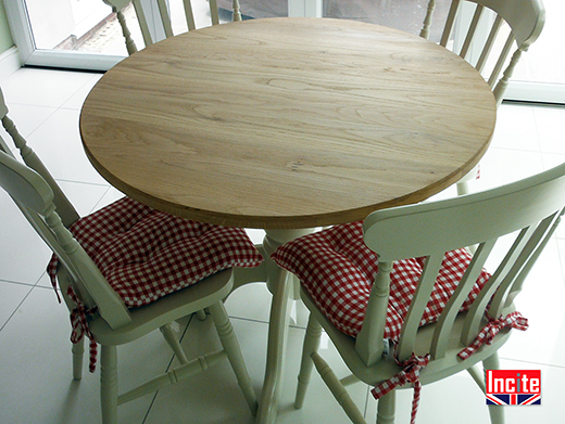 British Handmade Oak and Painted Dining Table