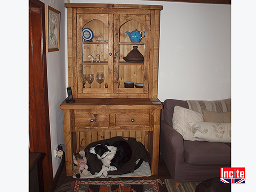 Rustic Plank Pine Glazed Door Dresser