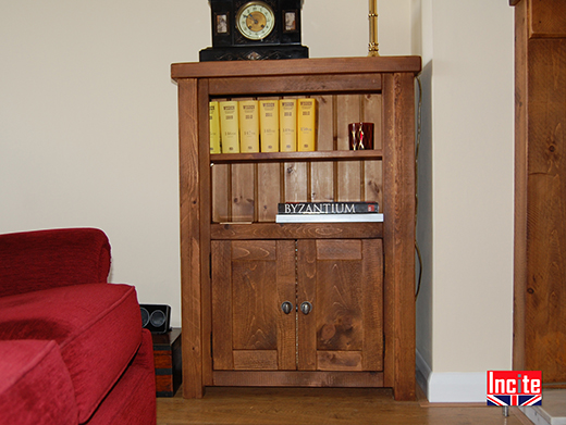 Chunky Pine Short Bookcase Cabinet 