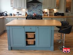 Bespoke Painted Kitchen Island Handmade by Incite Interiors, Custom Made Painted Kitchen Cabinets, Hand Painted Made To measure Kitchen Cabinets