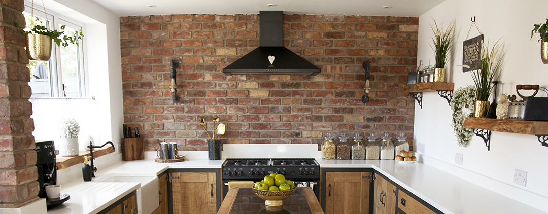 Rustic oak and Painted bespoke kitchen handcrafted to order