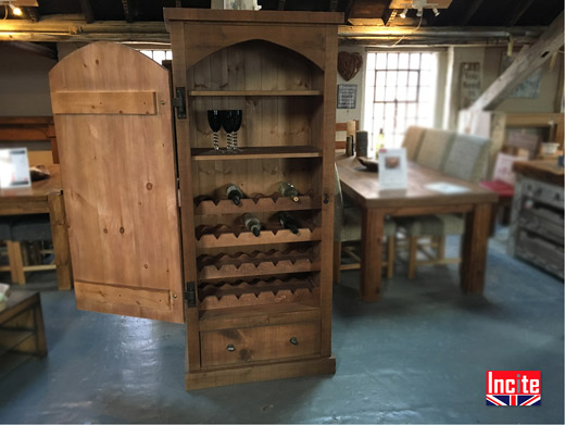 Plank Pine Arched Door Wine Rack 