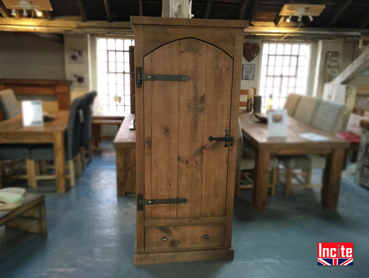 Plank Pine Arched Door Wine Storage