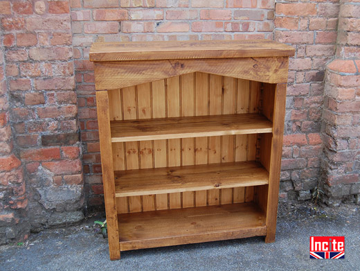 Plank Pine Bookcase with Arched Top