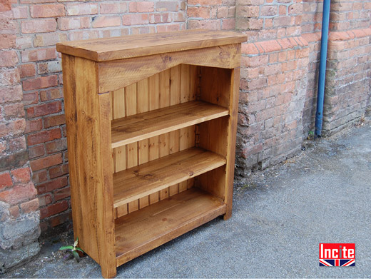 Plank Pine Bookcase with Arched Top