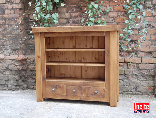 Plank Pine Bookcase with Drawers