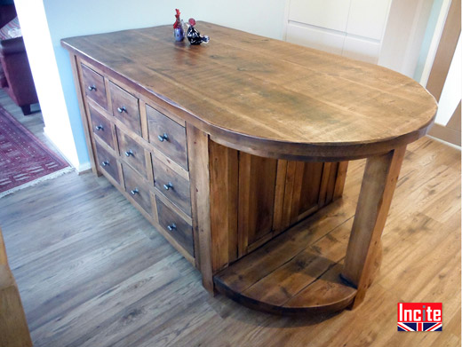 Bespoke Plank Pine Curved Kitchen Island