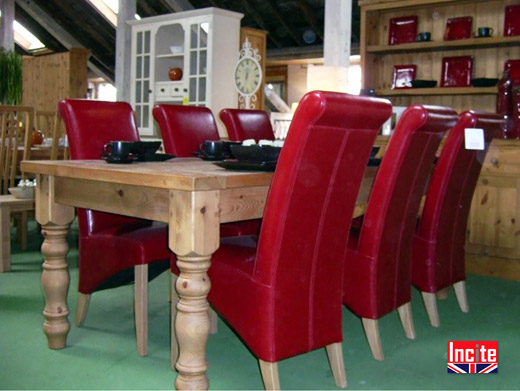 Rustic Pine Farmhouse Turned Leg Table