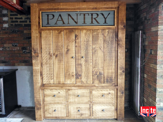 Custom Made Plank Pine Pantry Cabinet 