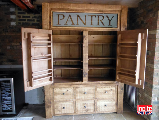 Chunky Solid Pine Rustic Pantry Cabinet