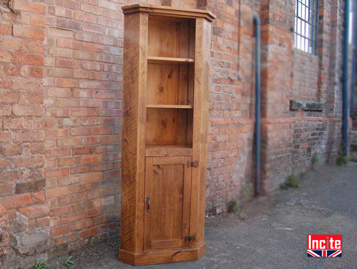 Rustic Pine Tall Corner Cabinet