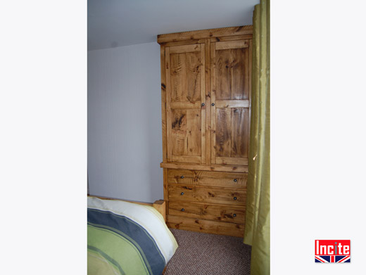 Chunky Pine Double Wardrobe with Drawers