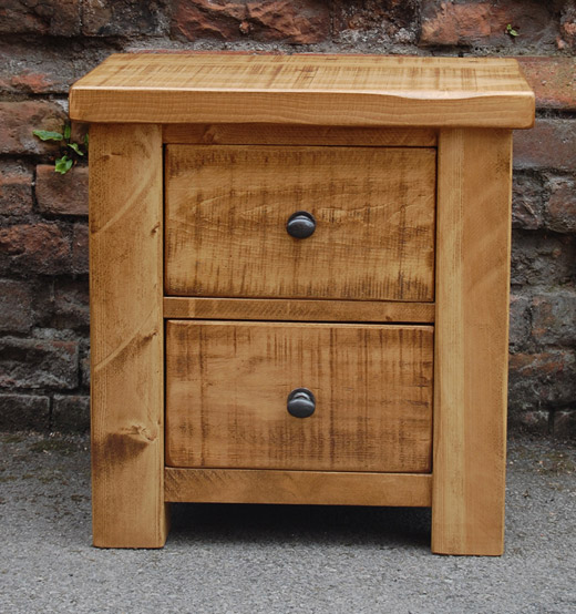 Rustic Plank Pine Bedside Table