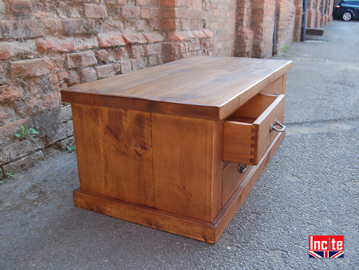 Plank Solid  Pine 3 Drawer Coffee Table