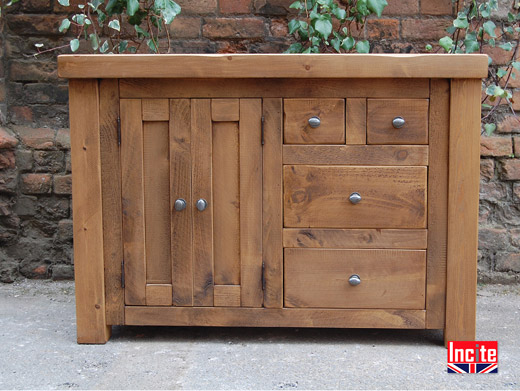 Chunky Plank Pine Combination Sideboard