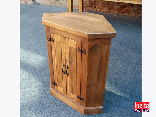 Rustic Plank Pine Corner Cupboard 