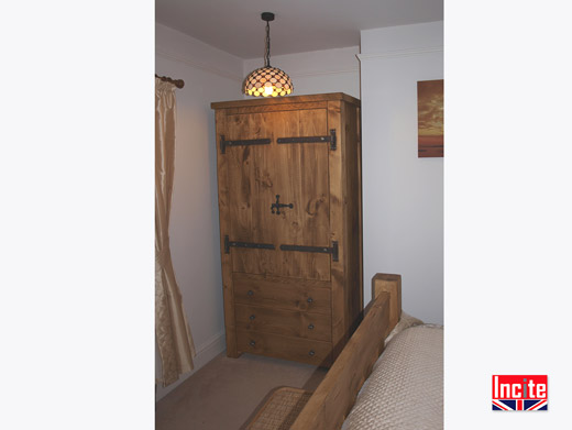 Rustic Pine Linen Press Wardrobe