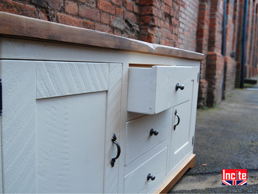 Plank Pine White Painted Rustic Dresser Base