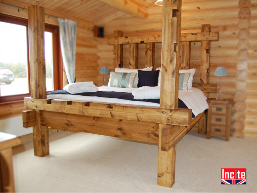 Rustic Pine Wooden Sleeper Bed