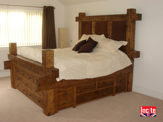 Rustic Wooden Sleeper Drawer Bed