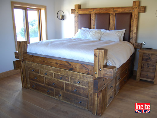 Plank Pine Wooden Sleeper Drawer Bed