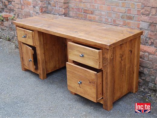 Solid Plank Pine Double Pedestal Desk