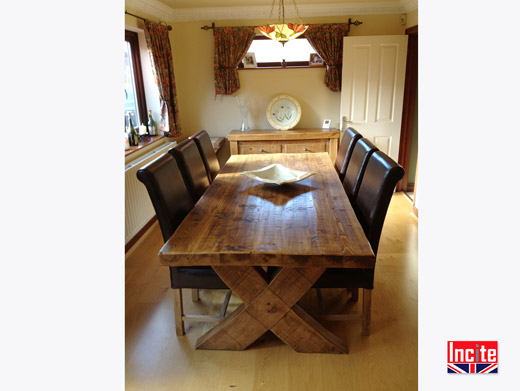 Rustic Solid Pine Crossed Legged Table