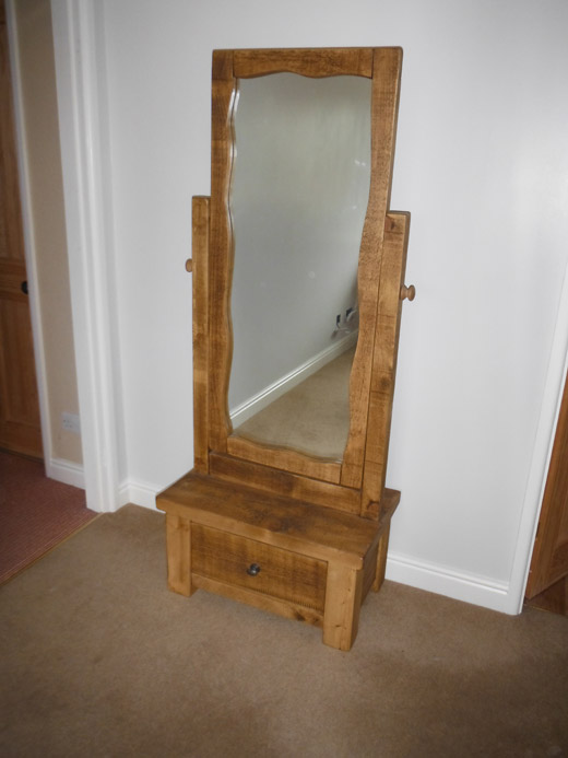 Rustic Plank Pine Cheval Mirror 