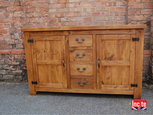 Chunky Plank Pine Sideboard 3 Drawers and 3 Panel Doors 